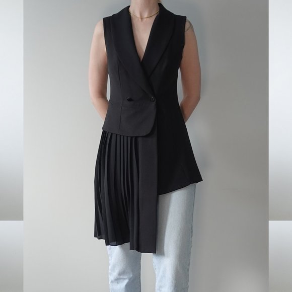Actuel Black Double Breasted Asymmetrical Vest Size S - Picture 2 of 10